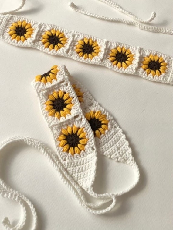 Crochet Sunflower Headband Crochet Headband Sunflower Hair Accessories Crochet Hair Accessories Sunflowers Etsy UK