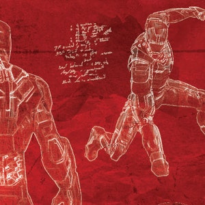 Ironman Mk42 Suit Blueprint red print A2 420mm594 or 16.5' 23.4' image 4