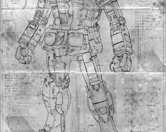 RX-78 Gundam - Blueprint / Aged Specs  (A2 = 420mm*594 or 16.5' * 23.4')