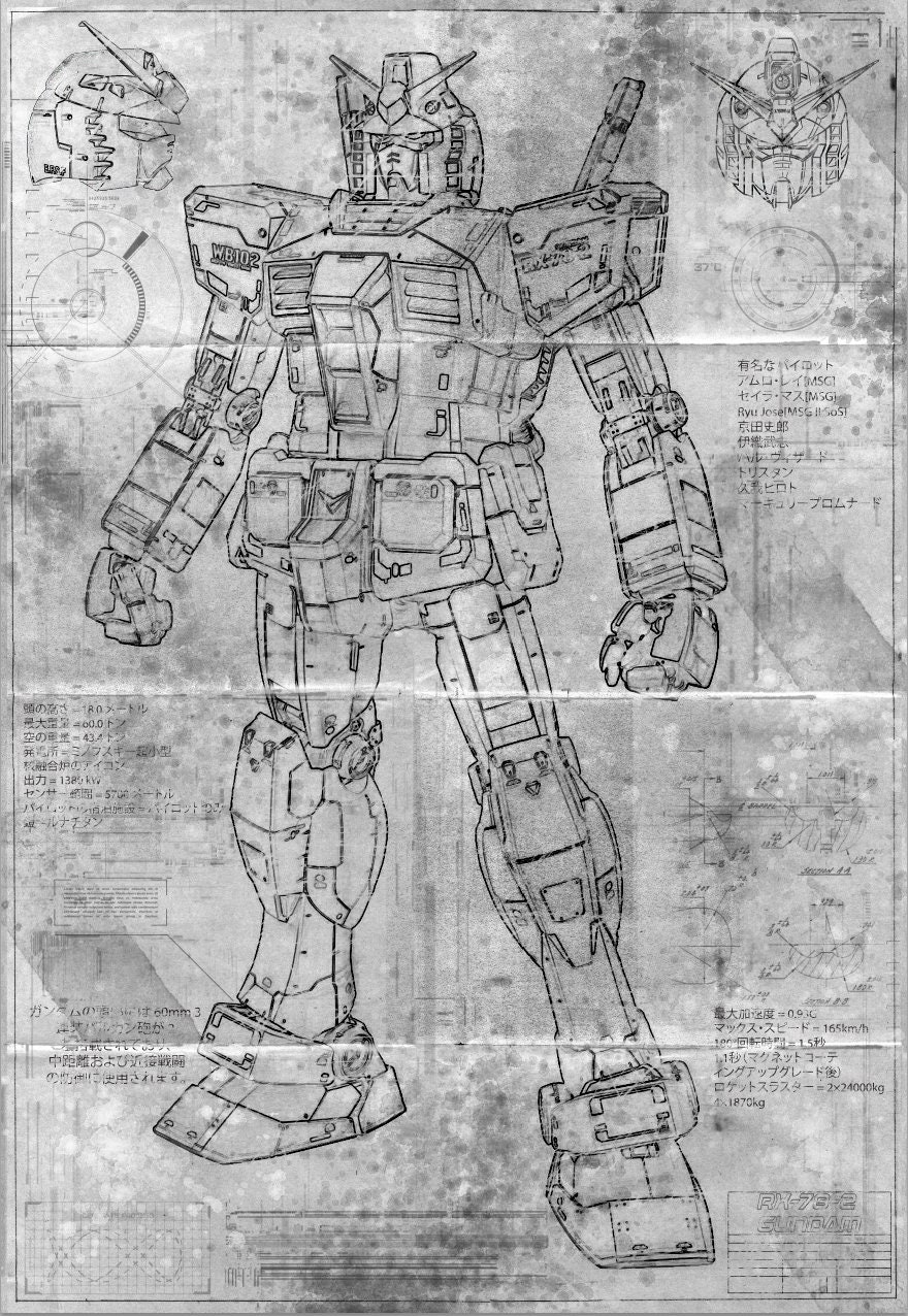 RX-78 ガンダム - 設計図 / エイジドスペック (A2 = 420 mm × 594