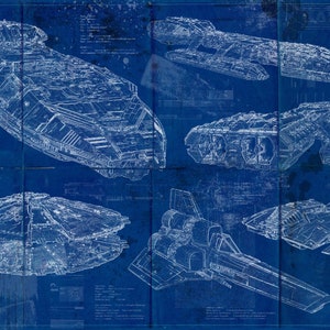 Battlestar Galactica 1978 Film / T.V Series Aged Blueprint / Spec  (A2 = 420mm*594 or 16.5&#39; * 23.4&#39;)
