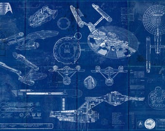 Star Trek Enterprise USS 1701 Blueprint Art Print ( Original TV series Enterprise)