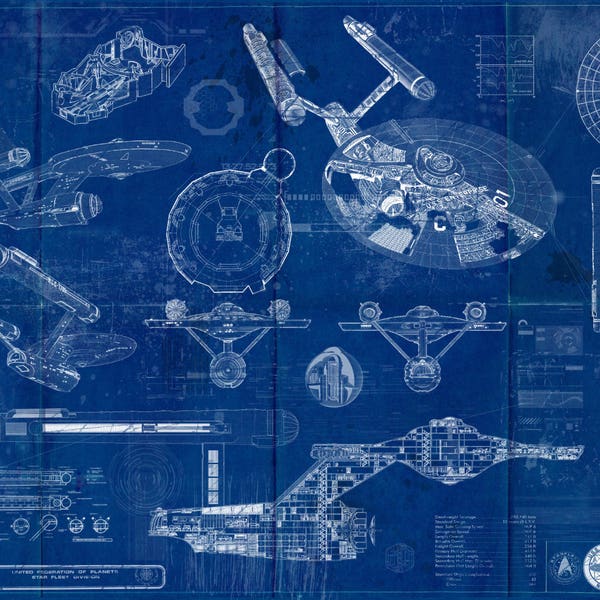 Star Trek Enterprise USS 1701 Blueprint Art Print ( Original TV series Enterprise)