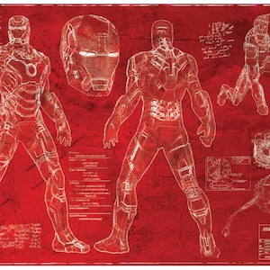 Ironman Mk42 Suit Blueprint red print A2 420mm594 or 16.5' 23.4' image 1