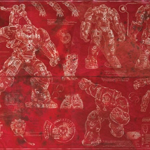 Ironman Hulkbuster aged spec / blueprint art print