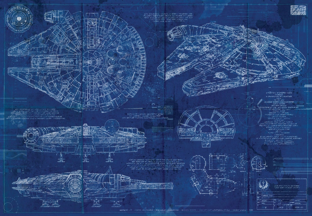 ミレニアム ファルコン スターウォーズ ポスター ブループリント