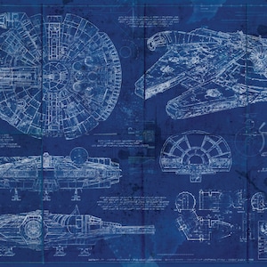 Millennium Falcon Star Wars Poster Blueprint Version 2 (A2 = 420mm*594 or 16.5&#39; * 23.4&#39;)