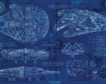 Millennium Falcon Star Wars Poster Blueprint Version 2 (A2 = 420mm*594 or 16.5&#39; * 23.4&#39;)