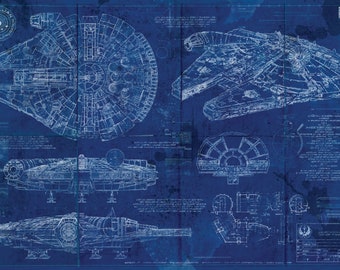 Millennium Falcon Star Wars Poster Blueprint Version 2 (A2 = 420mm*594 or 16.5' * 23.4')