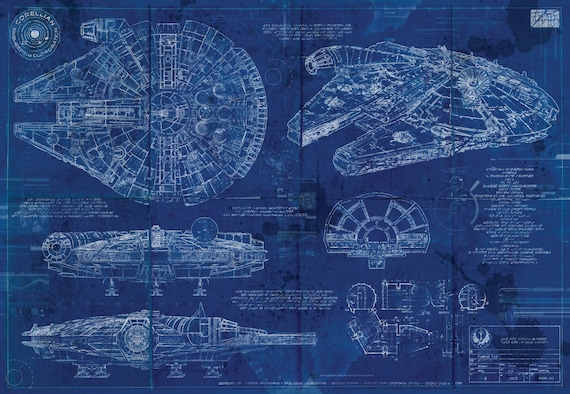 millennium falcon blueprint poster