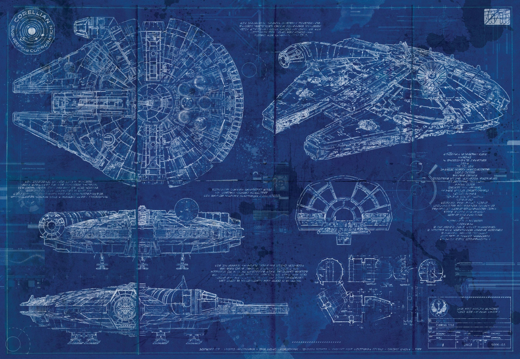 Millennium Falcon Star Wars Poster Blueprint Version 2 A2 420mm 594 Millennium Falcon Star Wars Poster Blueprint Version 2 A2 420mm 594