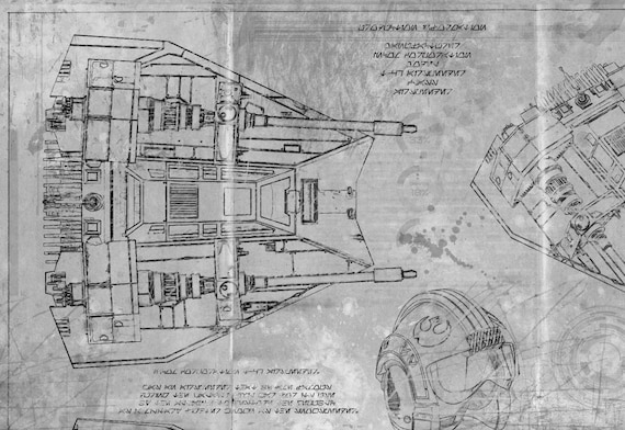 Snowspeeder T-47 Star Wars Poster Blueprint (A2 = 420mm*594 or