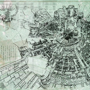 Final Fantasy Midgar Blueprint / Spécifications vieillies A2 420mm594 ou 16.5' 23.4' image 2