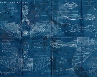 Klingon Bird of Prey - Blueprint / Aged Specs  (A2 = 420mm*594 or 16.5' * 23.4')