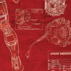 Ironman Mk42 Suit Blueprint red print A2 420mm594 or 16.5' 23.4' image 3