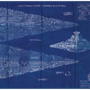 Imperial Star Destroyer Star Wars Poster Blueprint A2 420mm594 or 16.5' 23.4' image 1