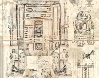 R2-D2 スターウォーズの古い設計図。 - Etsy 日本