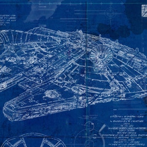 Buy Millennium Falcon Star Wars Poster Blueprint Version 2 A2 420mm594 ...