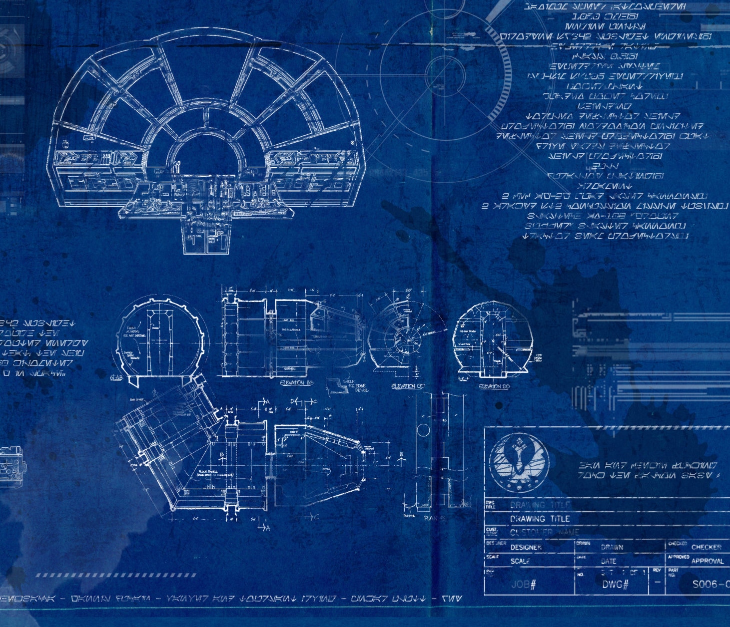 Millennium Falcon Star Wars Poster Blueprint Version 2 (A2 = 420mm*594 ...