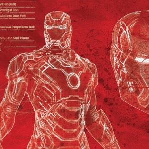 Ironman Mk42 Suit Blueprint red print A2 420mm594 or 16.5' 23.4' image 2