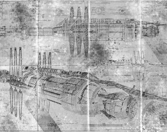 Babylon 5 -  Blueprint / Aged Specs  (A2 = 420mm*594 or 16.5' * 23.4')