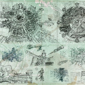 Final Fantasy - Midgar blauwdruk/verouderde specificaties (A2 = 420 mm*594 of 16,5' * 23,4')