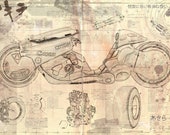 ⭐︎AKIRA⭐︎ページ Akira。Shotaro Kinedas バイク - 古びた / 傷んだ設計図。 - Etsy 日本