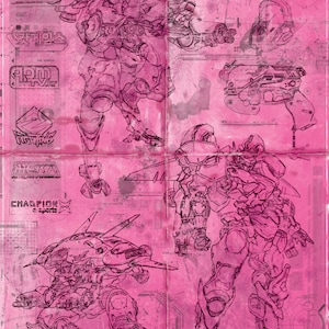 Overwatch / DVA -  Blueprint / Aged Specs  (A2 = 420mm*594 or 16.5&#39; * 23.4&#39;)