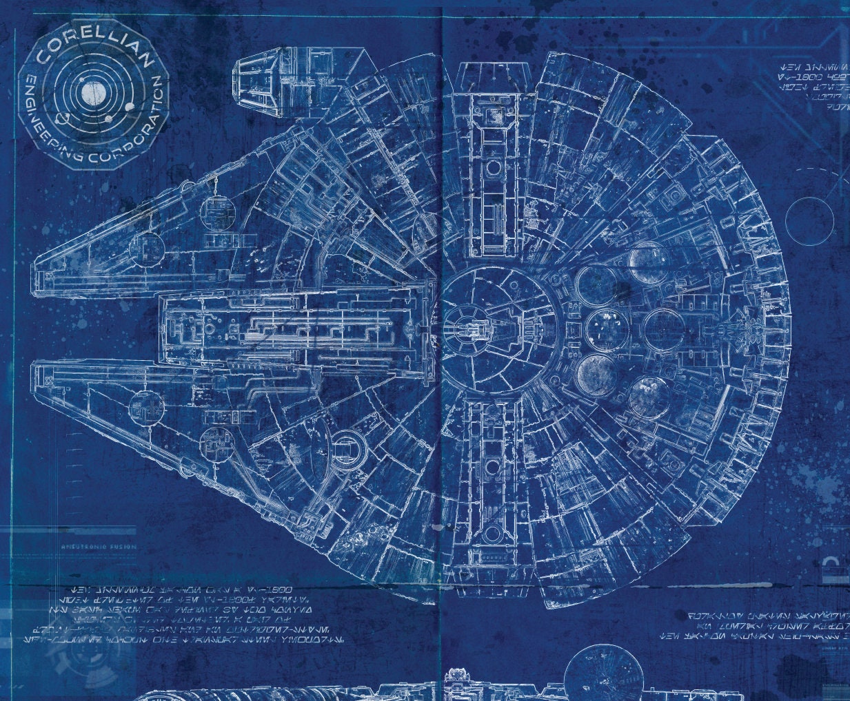 ミレニアム・ファルコン スター・ウォーズ ポスター ブループリント