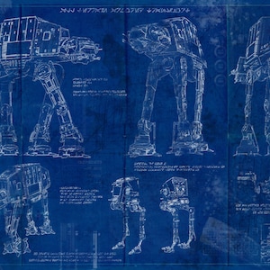 AT AT Imperial Walker Star Wars Poster Blueprint (A2 = 420mm*594 or 16.5' * 23.4')