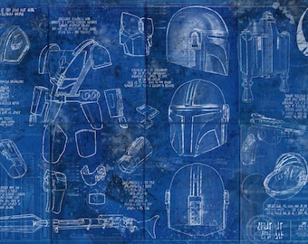 Mandalorian - Aged schematic equipment print.