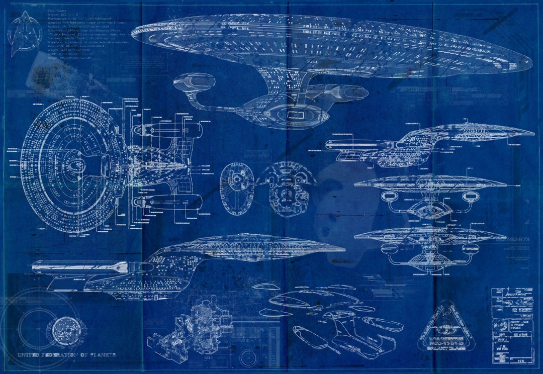 スタートレック エンタープライズ USS 1701-D 設計図 アート スタートレック エンタープライズ USS 1701-D 設計図 アート