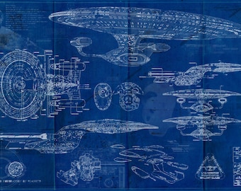 Star Trek Enterprise USS 1701-D Blueprint Art Print