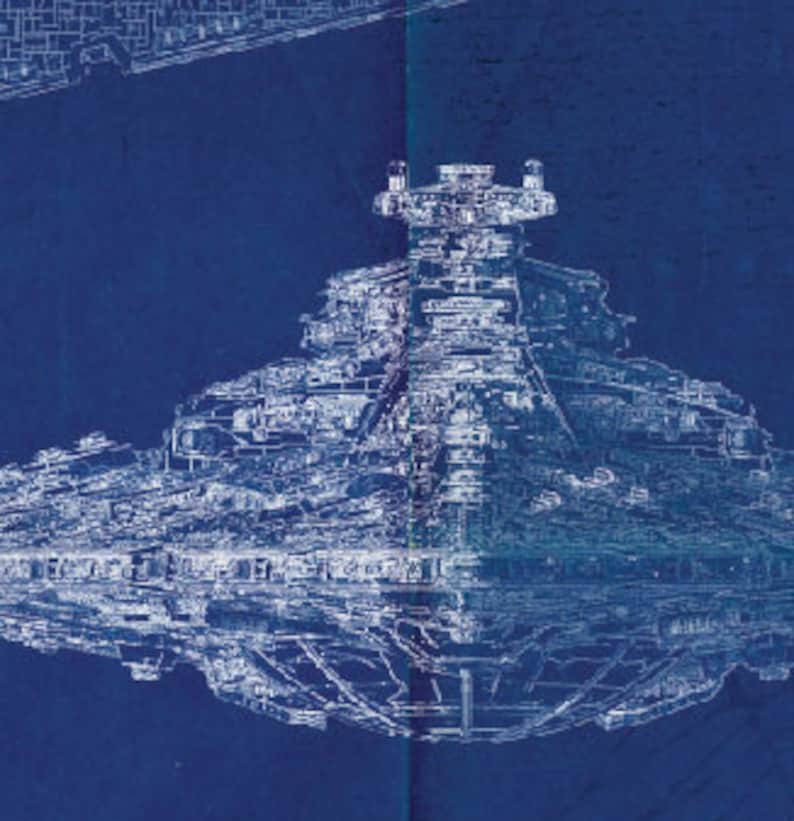 Imperial Star Destroyer Star Wars Poster Blueprint A2 420mm594 or 16.5' 23.4' image 3