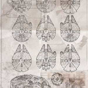 Millennium Falcon Blueprint-Variations (whiteprint)