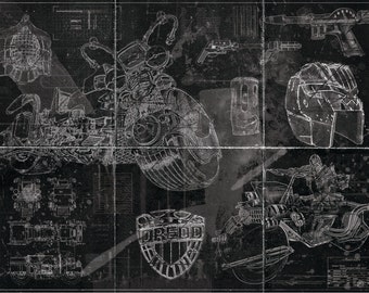 Judge Dredd Lawmaster Blueprint Art Print (A2 = 420mm*594 or 16.5' * 23.4')