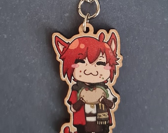 Chibi G'raha Tia (Final Fantasy XIV) wooden charm