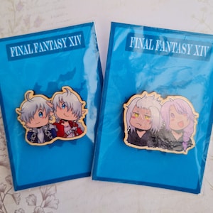 Final Fantasy XIV Pins - Chibi Emet+Hythlodeus/Alphinaud+Alisaie