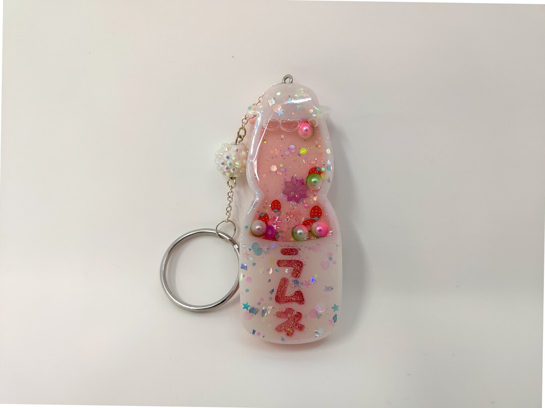 Ramune Inspired Resin Shaker Keychain Strawberry Etsy