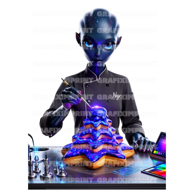 Funny Alien Chef Clipart Bundle, Sci Fi Baking Graphics, Cartoon PNG ...