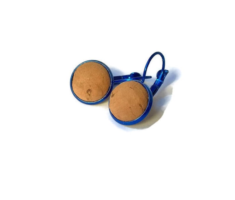 cork jewelry Cork ball earrings cork earrings half sphere earrings vegan earrings vegan jewelry blue cork earrings Portuguese jewelry
