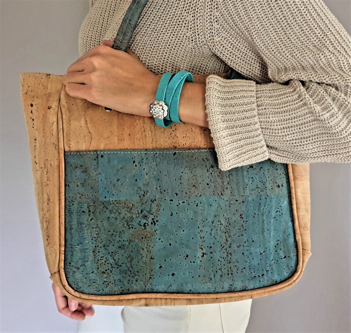 Cork Tote Handbag Portuguese cork Elegance Collection Brown Etsy