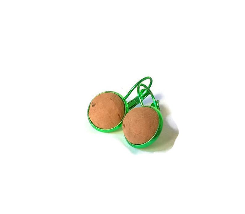 cork jewelry Cork ball earrings cork earrings half sphere earrings vegan earrings vegan jewelry blue cork earrings Portuguese jewelry