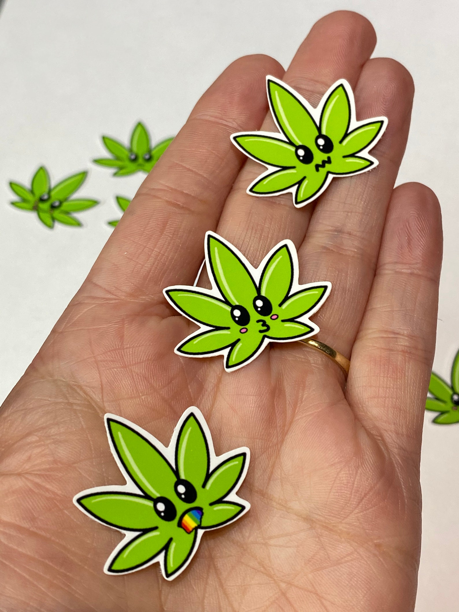Stoner Emoji Weed Leaf Sticker Set 12 Marijuana Cute Kawaii Etsy UK