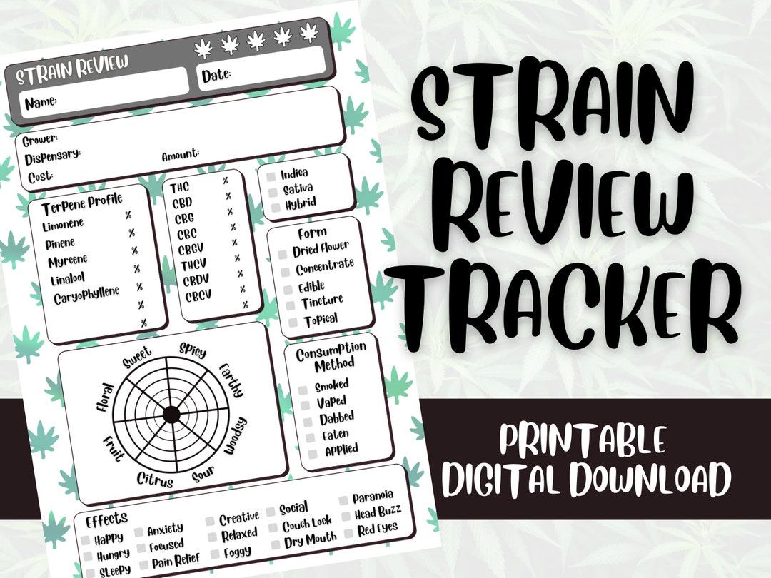Strain Review Cannabis Journal Printable Medical Marijuana - Etsy Canada