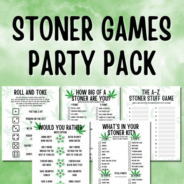 Printable 420 Party Games || Weed Print Out Games for Adults || Stoner Activity Party Supplies || Stoner Girl Bachelorette Games or Birthday