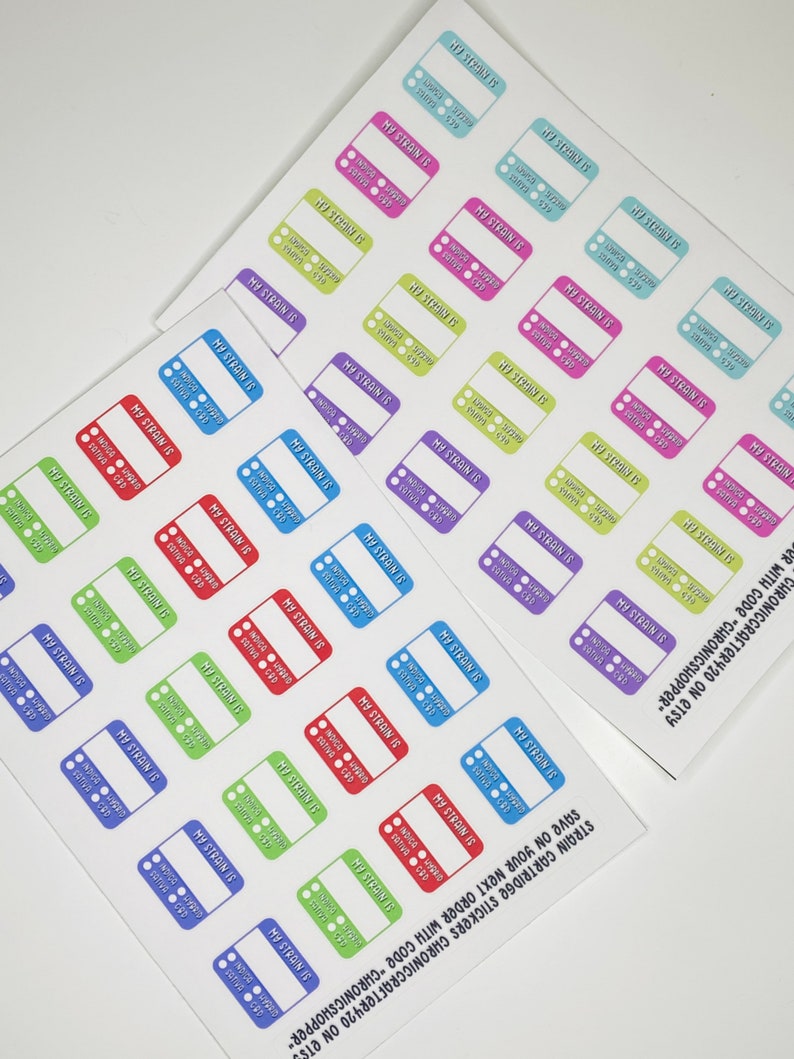 Vape Cartridge Strain Label Dab Pen Cart Strain Sticker Etsy Canada