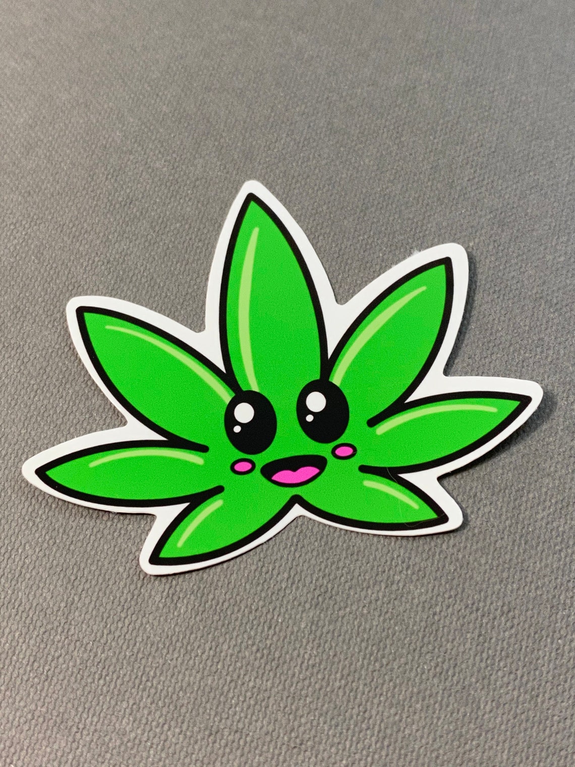Cute Weed Leaf Sticker Stoner Kawaii Vinyl Decal Etsy