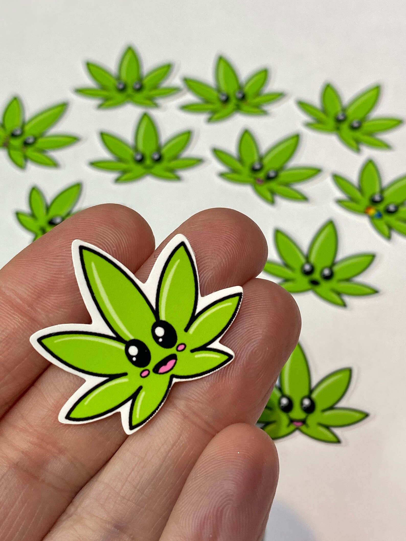 Stoner Emoji Weed Leaf Sticker Set 12 Marijuana Cute Kawaii Etsy