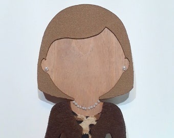 Casual Friday Girl // OOAK // One of a Kind // Happy Heads 10" Wood Doll Straight Blonde Hair // Wall Art